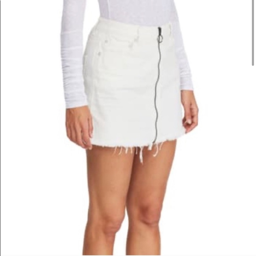 Free People white destroyed denim skirt